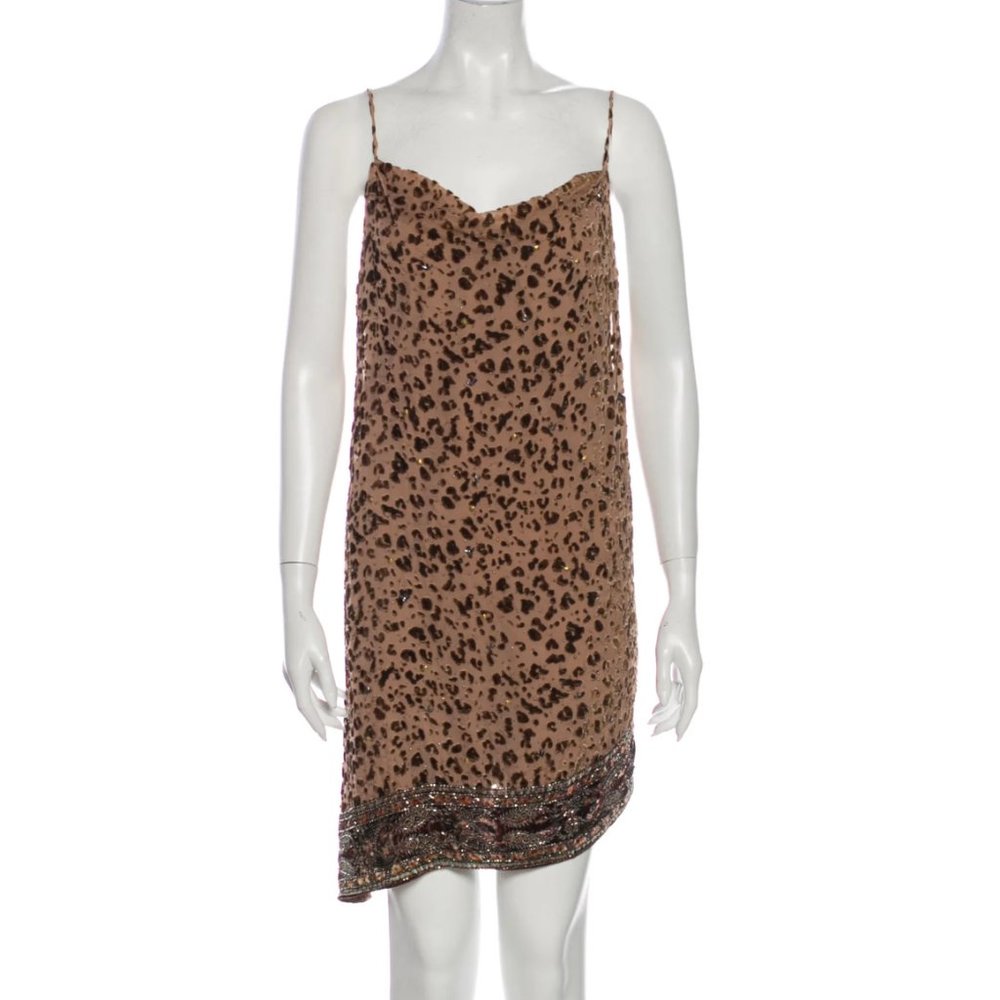 Haute Hippie Sahara Beaded Leopard Mini Dress Size 4/S